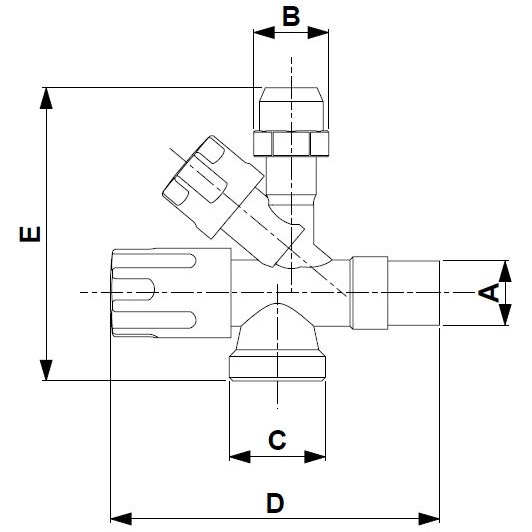 KFA Rohový kombinovaný ventil-chrom, rozmery, TERMOobchod